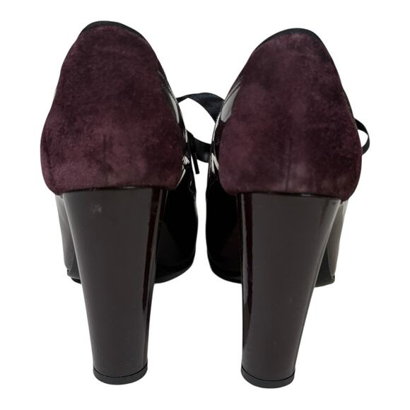 Paul Smith Burgundy Patent Leather & Suede Oxford Brogue Heels 38 7 - Picture 3 of 8
